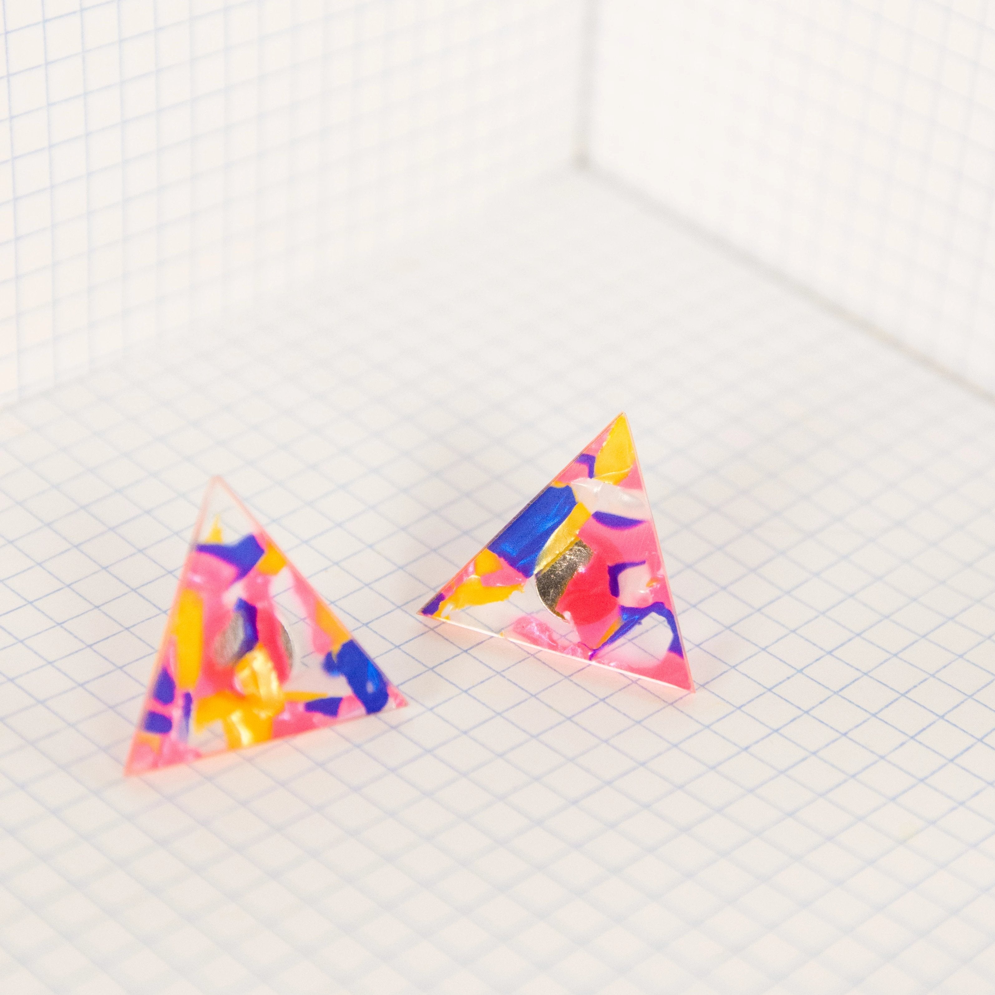 Large Triangle Studded Earrings